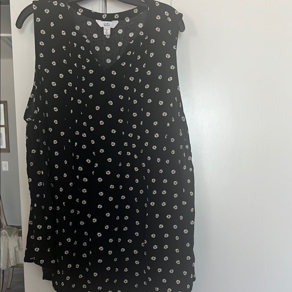 Black and White Sleeveless Top with Polka Dots